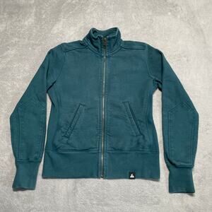 American Giant Sweatshirt Womens XS Green Blue Moto Full Zip Heavyweight Classic